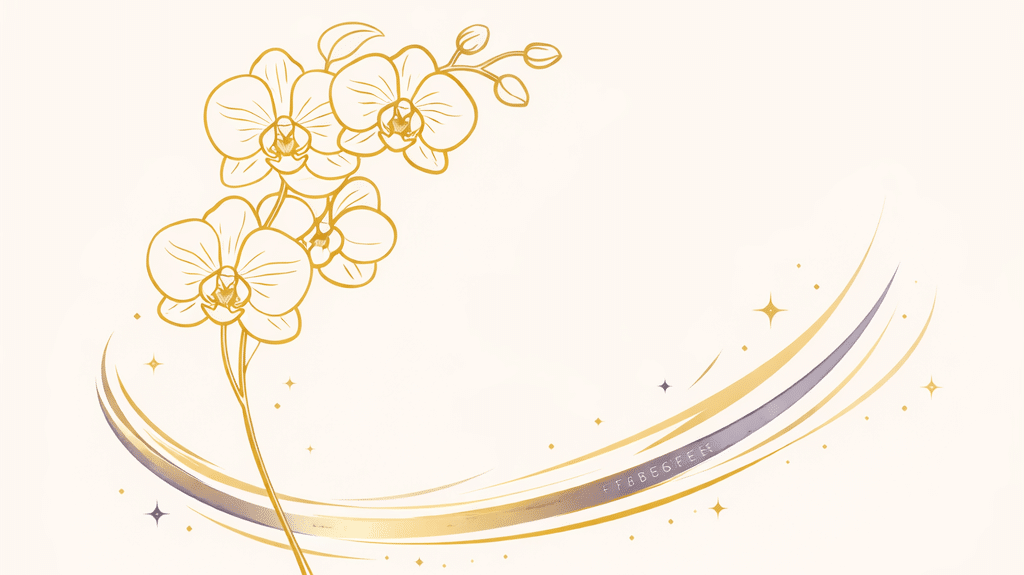 お祝い用の胡蝶蘭を象徴する上品な線画アイキャッチ