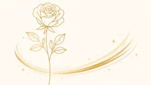 花通販Happyガイドサイトを象徴する黄金の花線画